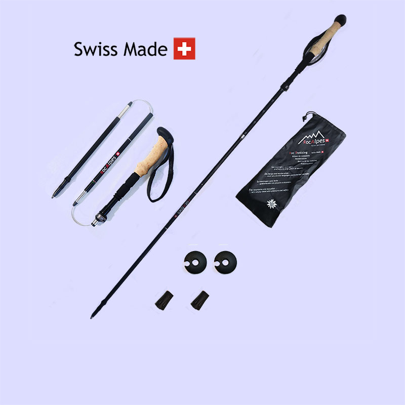 RT335 : Bâtons pliables aluminium 7075 135 cm, noir
