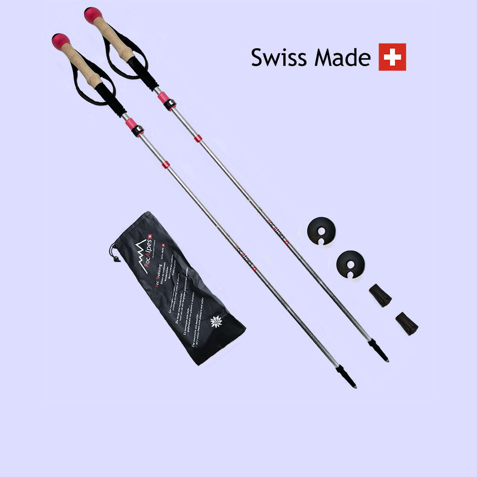 RT309 Lady : Bâtons pliables aluminium 7075 125 cm, argent